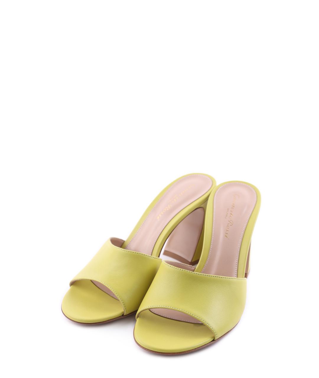 GIANVITO ROSSI Зеленые кожаные мюли, фото 2