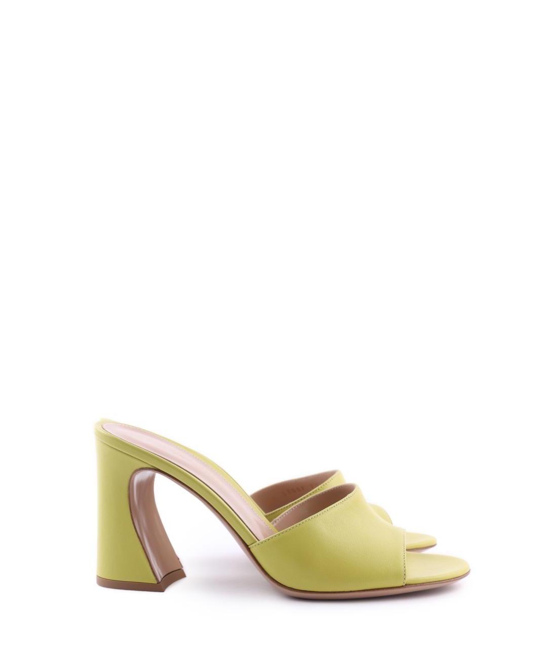 GIANVITO ROSSI Зеленые кожаные мюли, фото 7