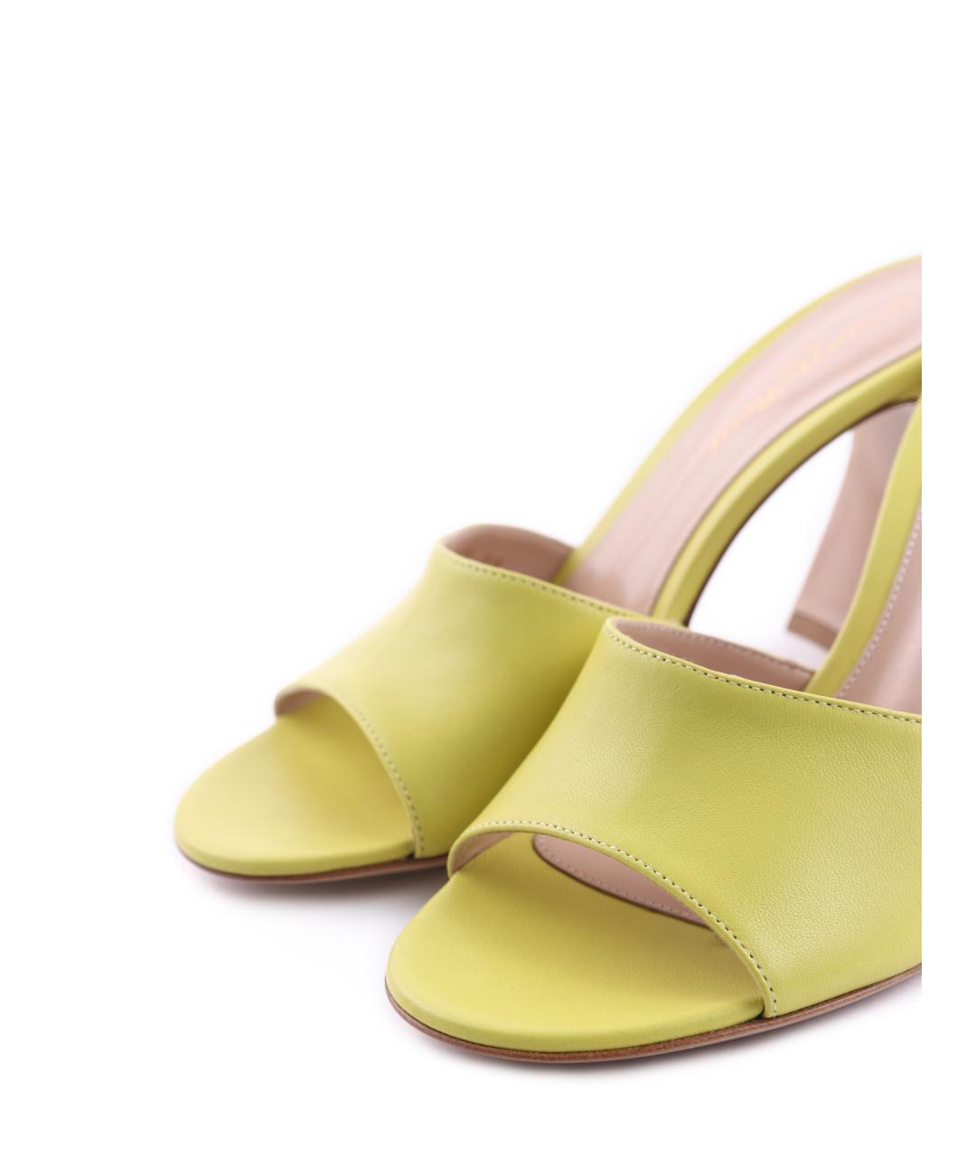 GIANVITO ROSSI Зеленые кожаные мюли, фото 5