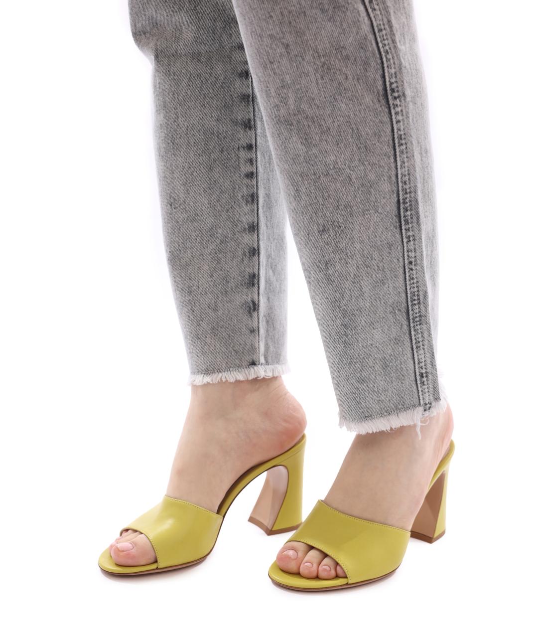 GIANVITO ROSSI Зеленые кожаные мюли, фото 6