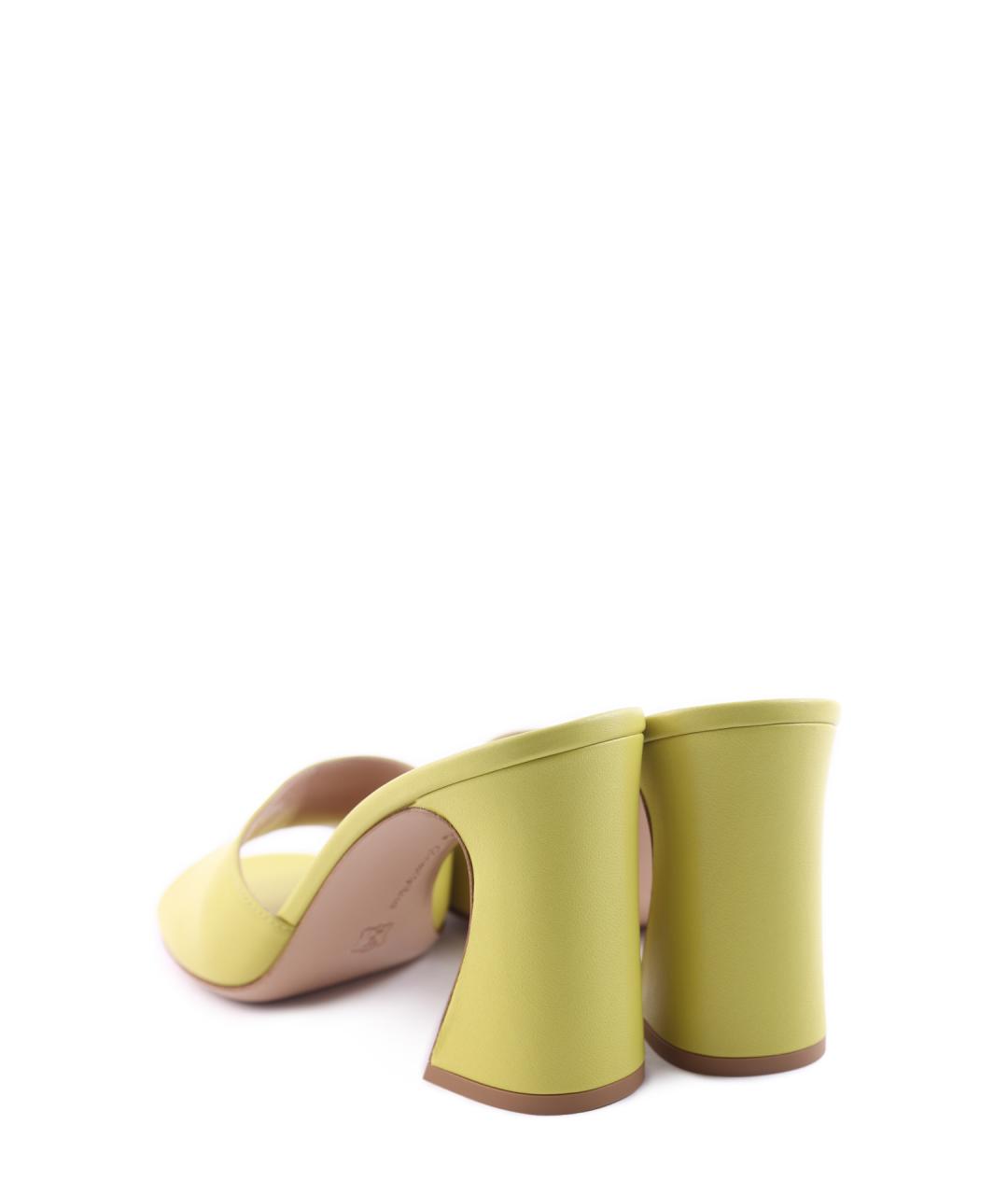 GIANVITO ROSSI Зеленые кожаные мюли, фото 3