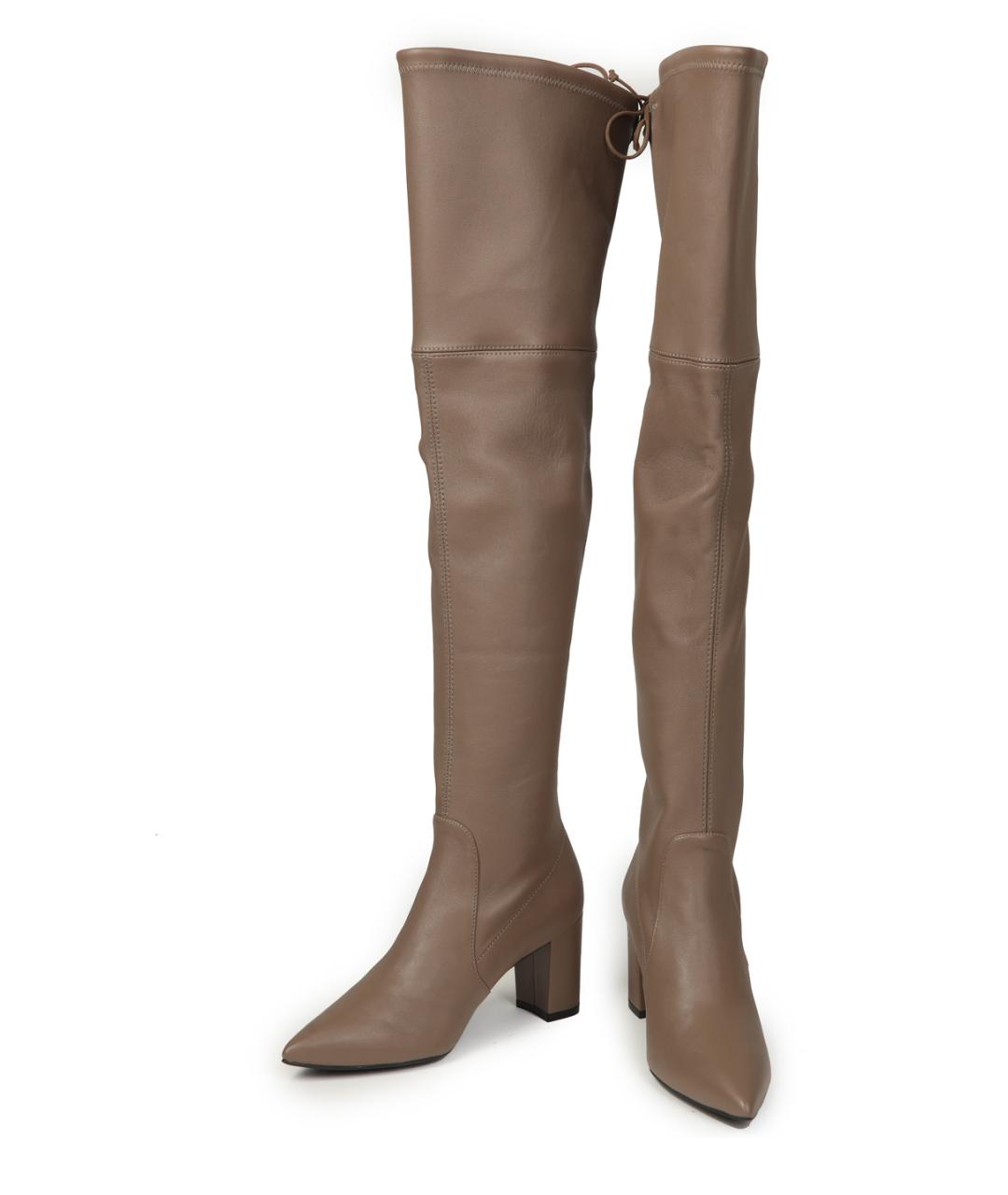 STUART WEITZMAN Коричневые кожаные ботфорты, фото 3