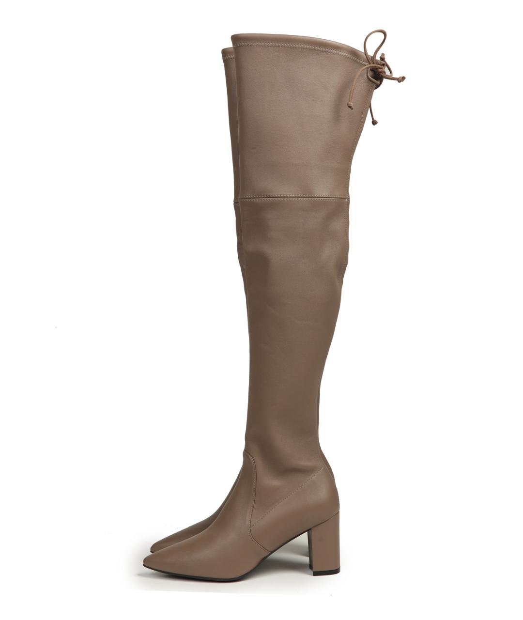 STUART WEITZMAN Коричневые кожаные ботфорты, фото 5