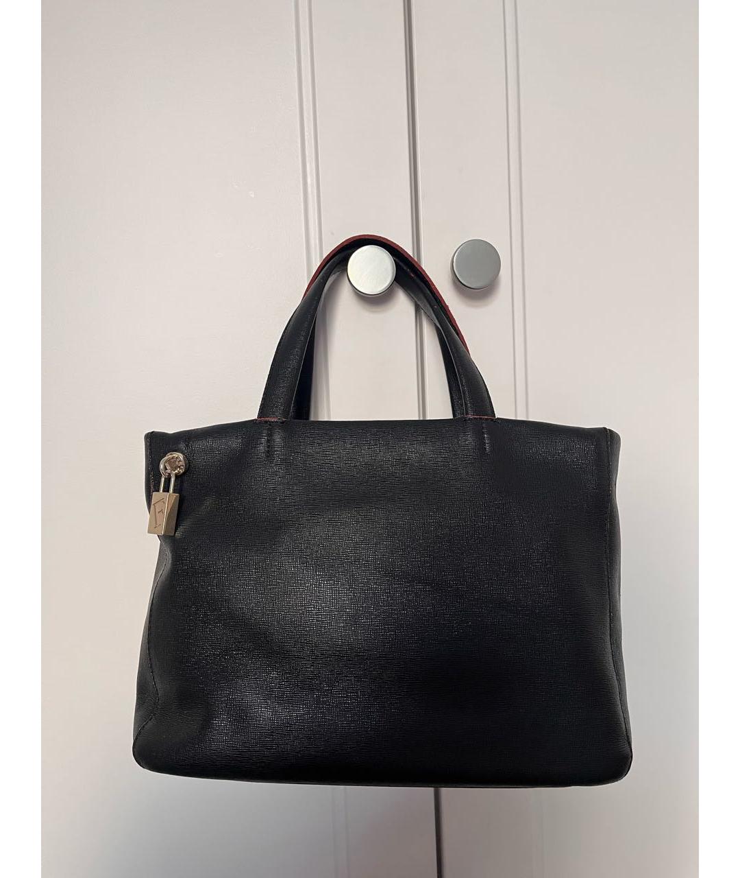 FURLA Черная кожаная сумка тоут, фото 9