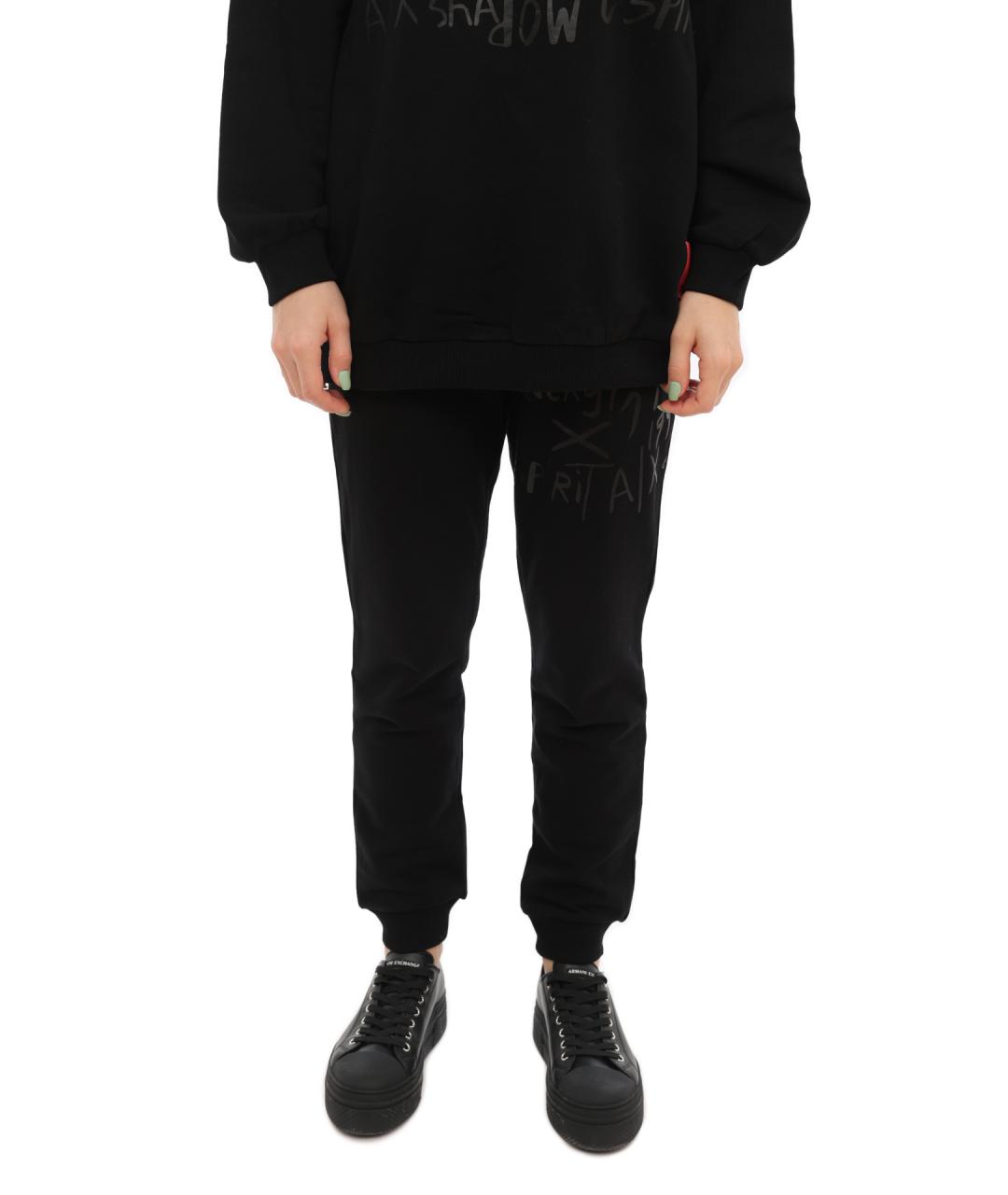 ARMANI EXCHANGE Черные хлопковые прямые брюки, фото 1