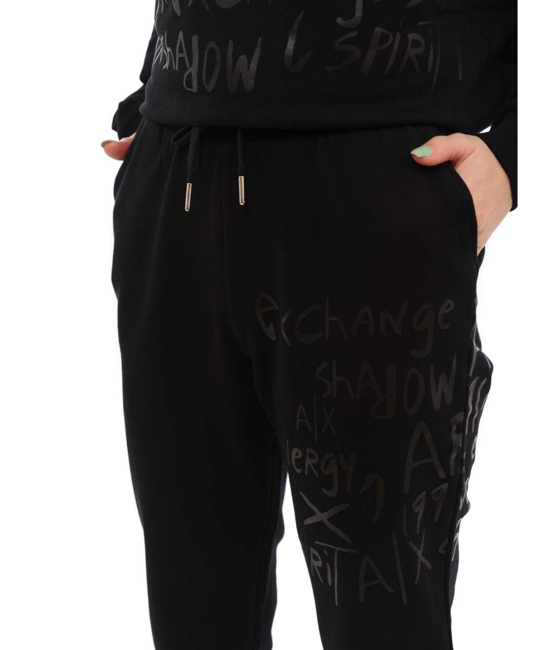 ARMANI EXCHANGE Черные хлопковые прямые брюки, фото 5