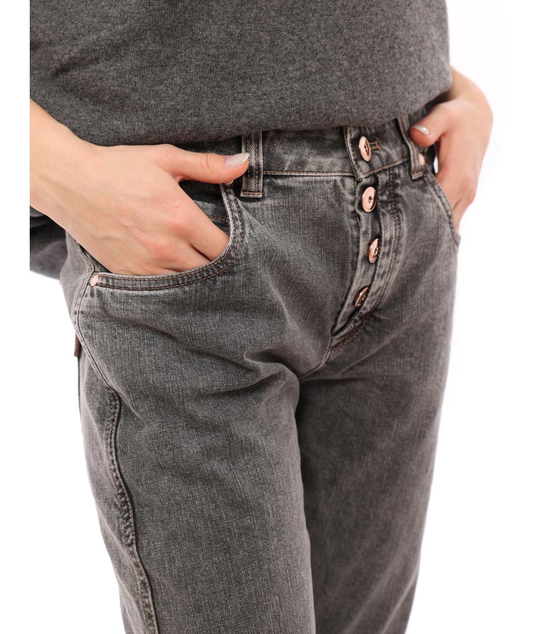 BRUNELLO CUCINELLI Серые хлопковые прямые джинсы, фото 5