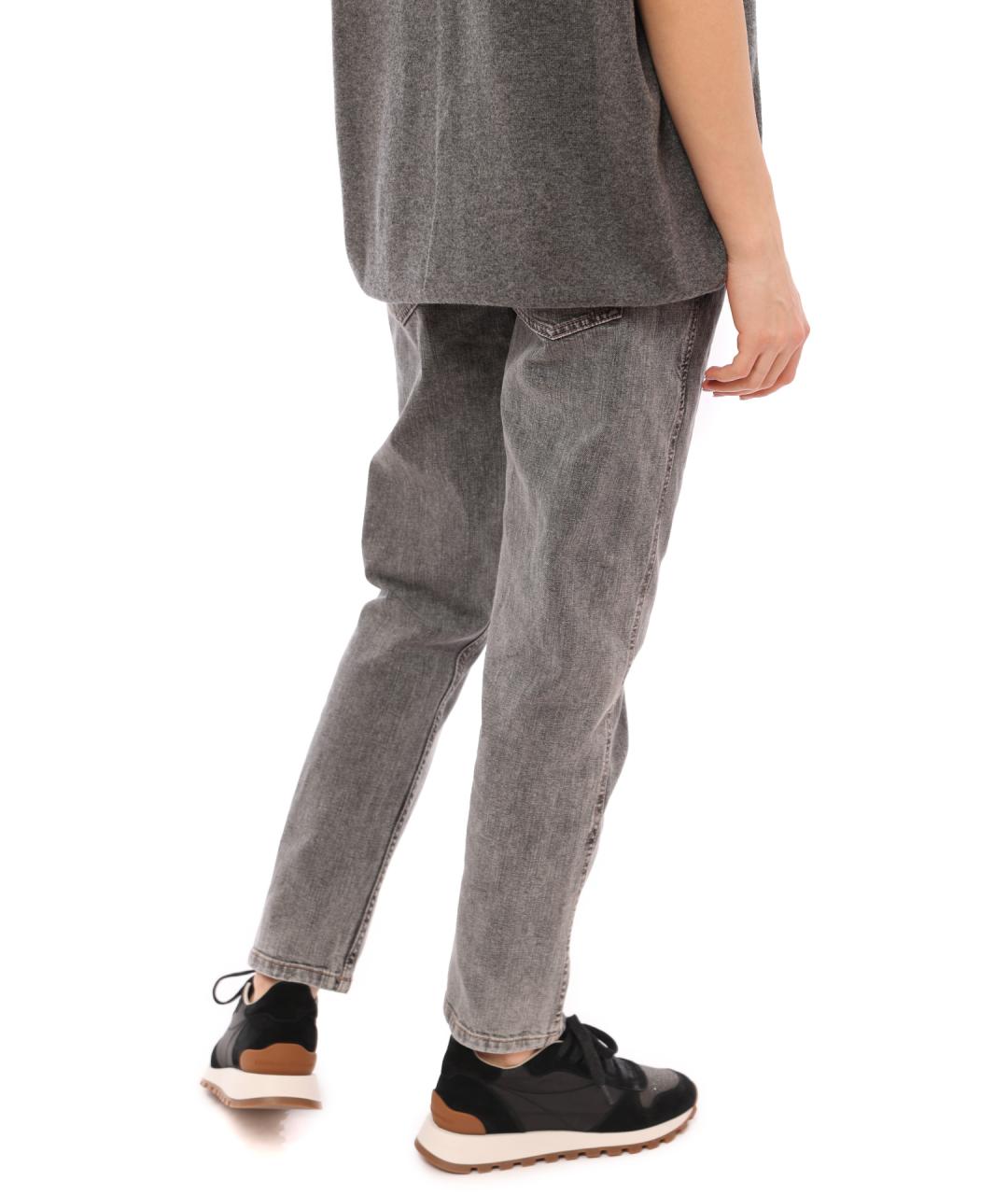 BRUNELLO CUCINELLI Серые хлопковые прямые джинсы, фото 4