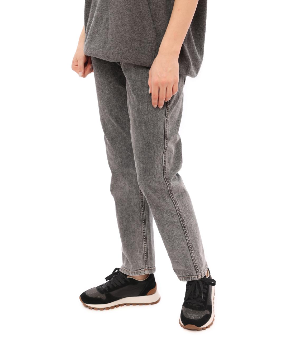 BRUNELLO CUCINELLI Серые хлопковые прямые джинсы, фото 2