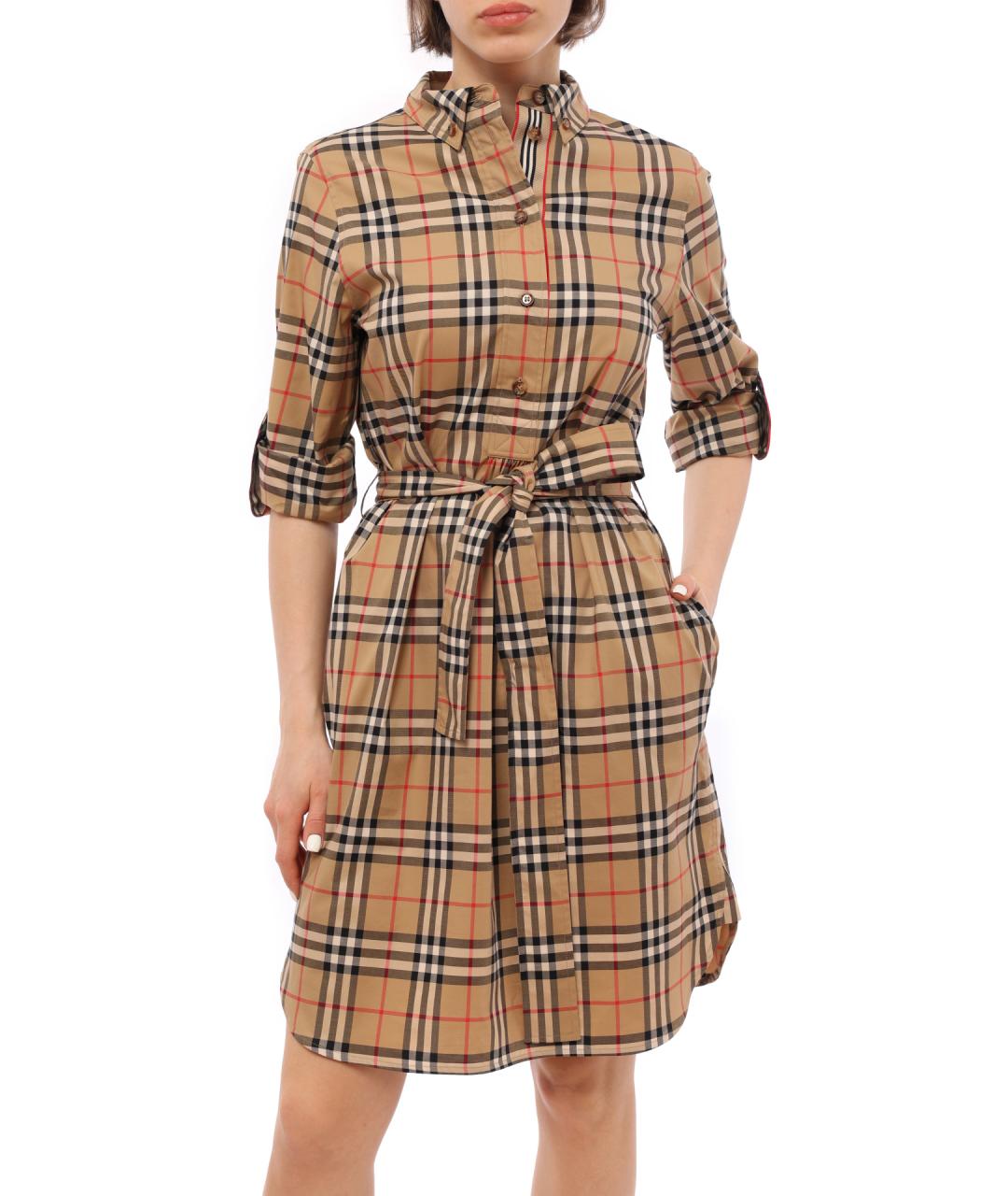 BURBERRY Бежевое хлопковое повседневное платье, фото 1