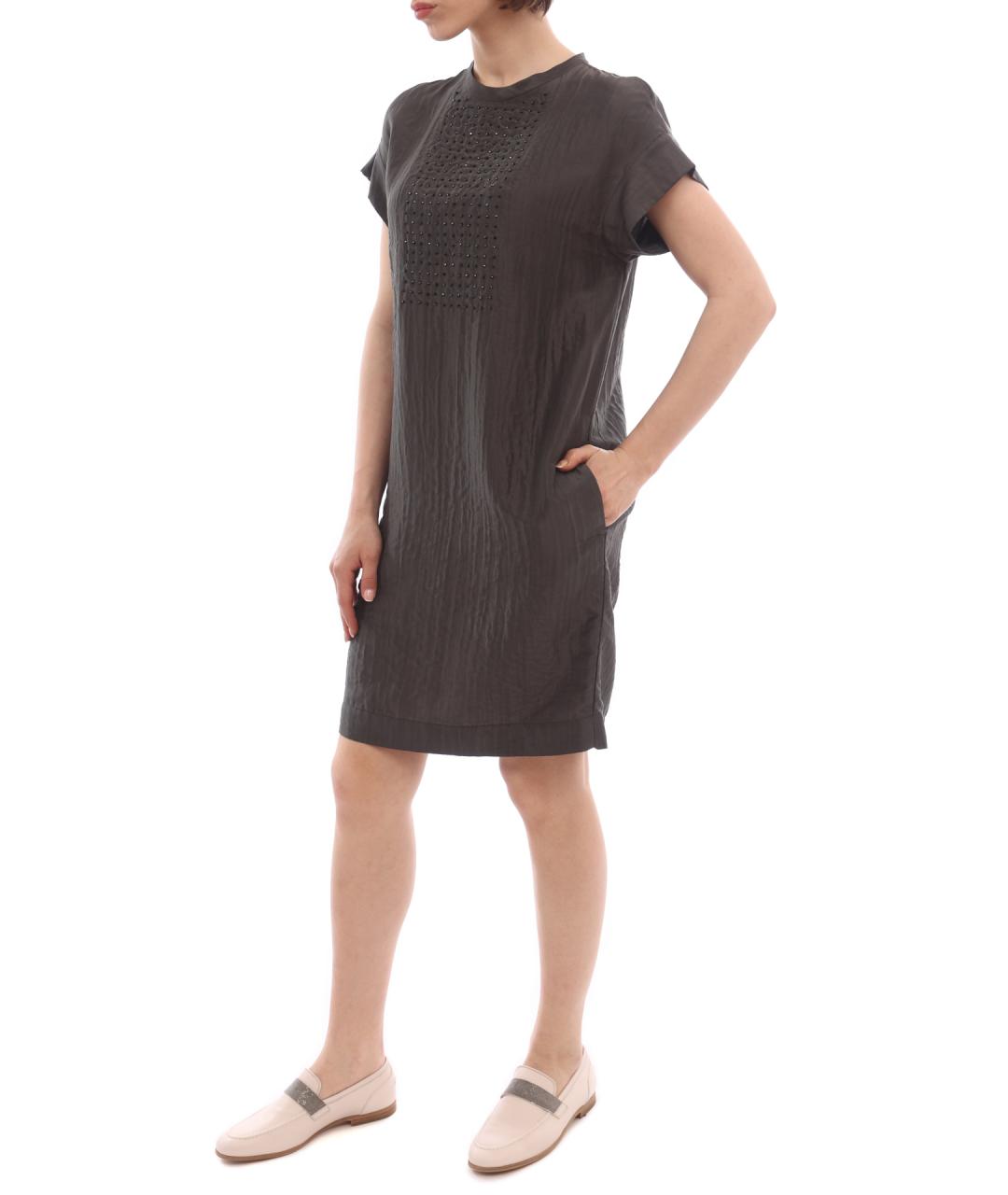 BRUNELLO CUCINELLI Серое повседневное платье, фото 3