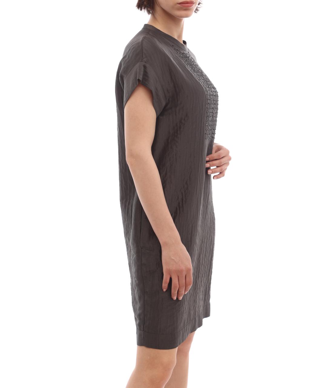 BRUNELLO CUCINELLI Серое повседневное платье, фото 7