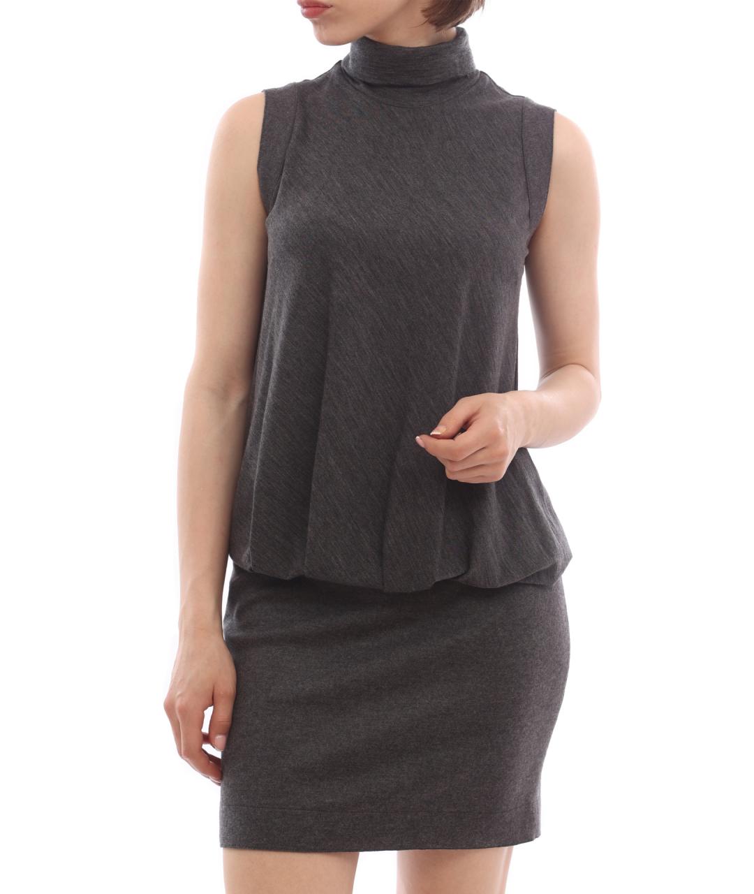 BRUNELLO CUCINELLI Серое хлопковое повседневное платье, фото 3