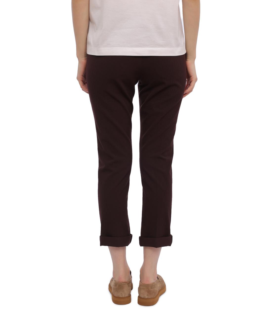 BRUNELLO CUCINELLI Бордовые шерстяные прямые брюки, фото 4