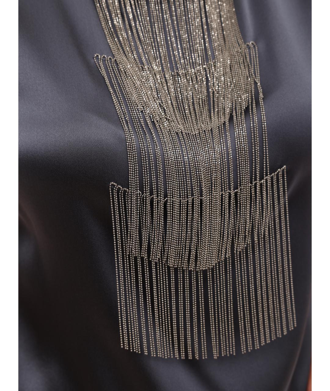 BRUNELLO CUCINELLI Серое шелковое повседневное платье, фото 8