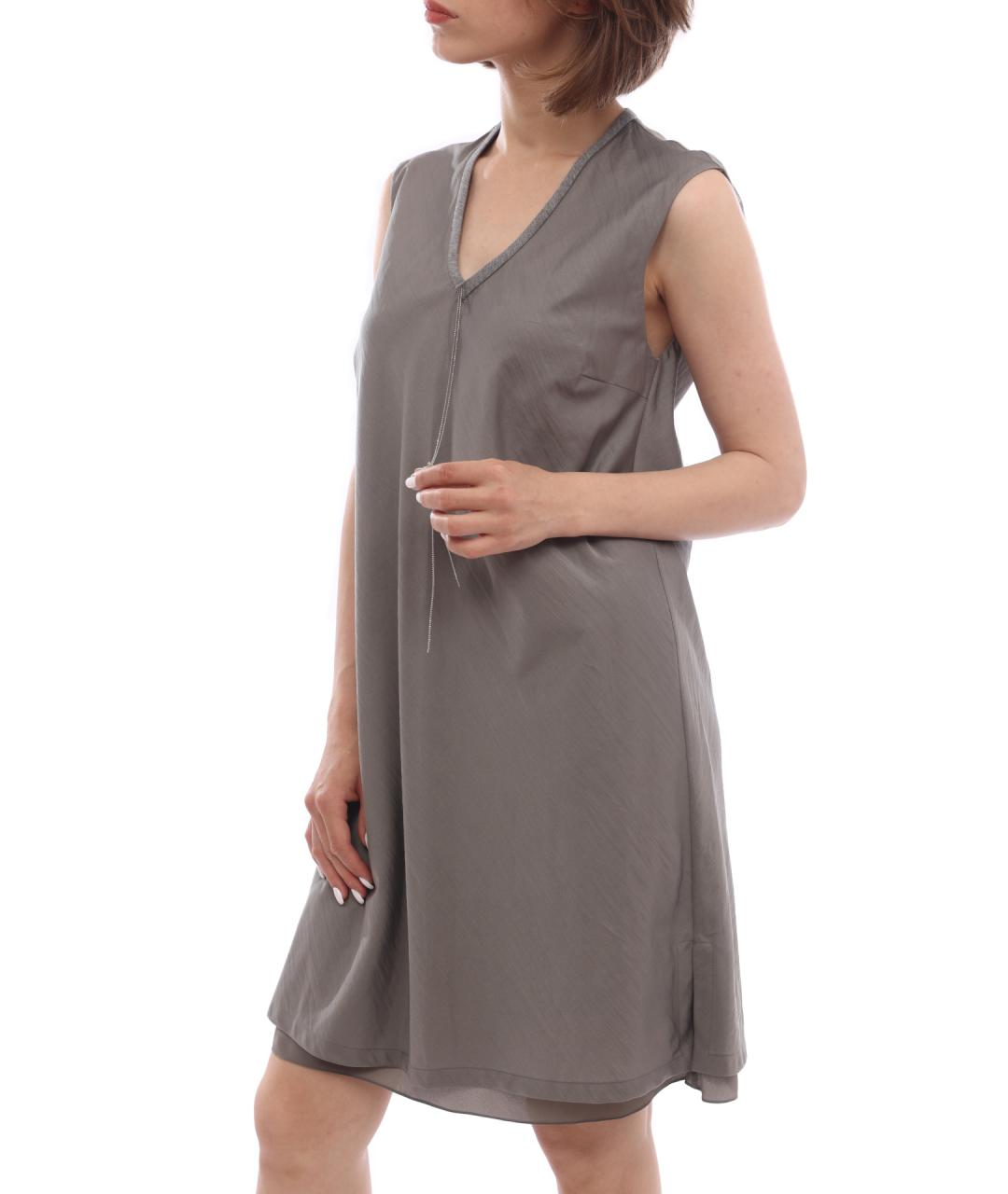 BRUNELLO CUCINELLI Серое повседневное платье, фото 3