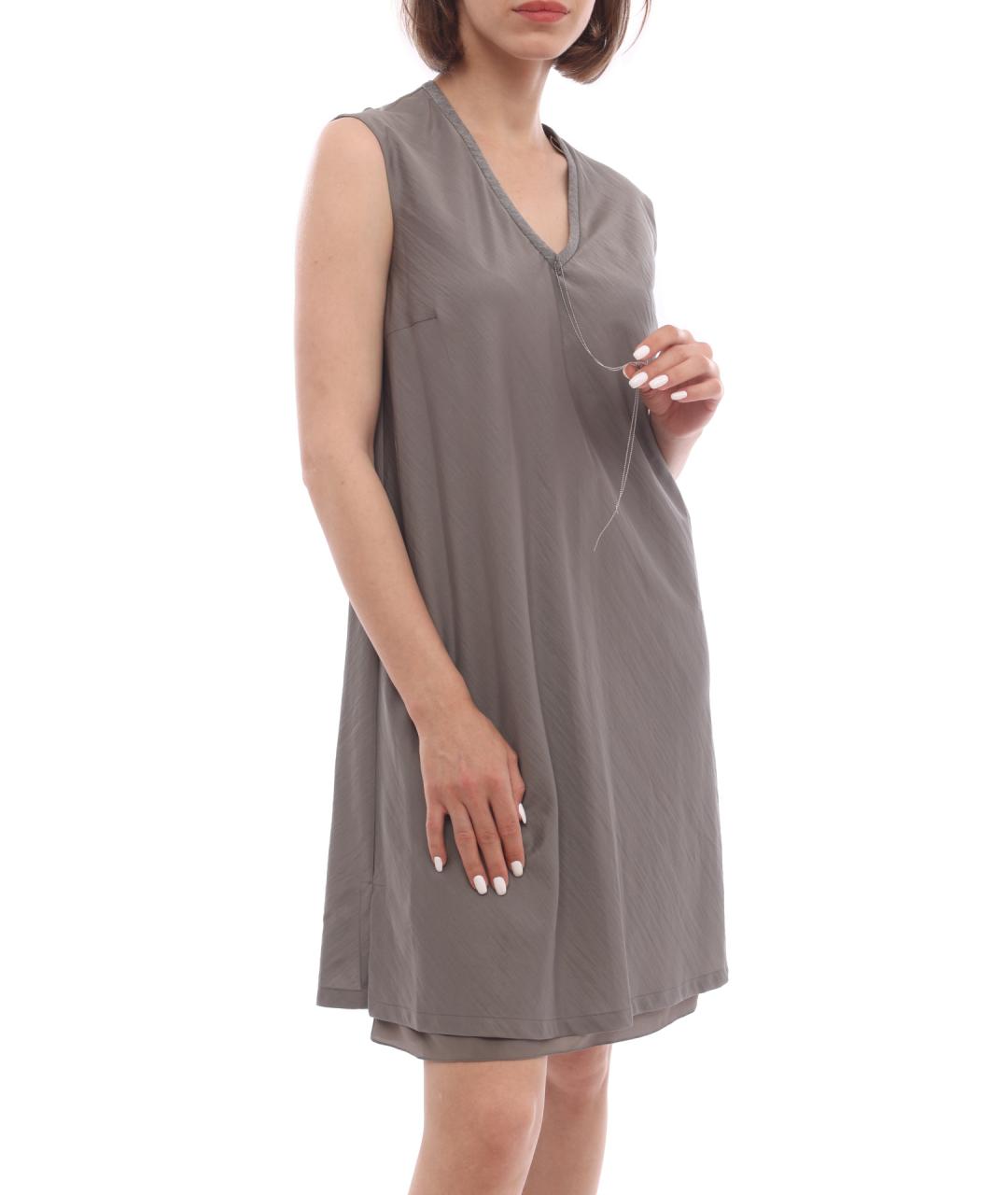 BRUNELLO CUCINELLI Серое повседневное платье, фото 6