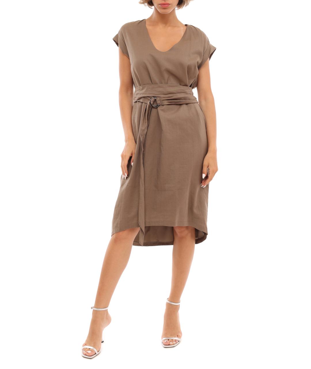 BRUNELLO CUCINELLI Коричневое повседневное платье, фото 2