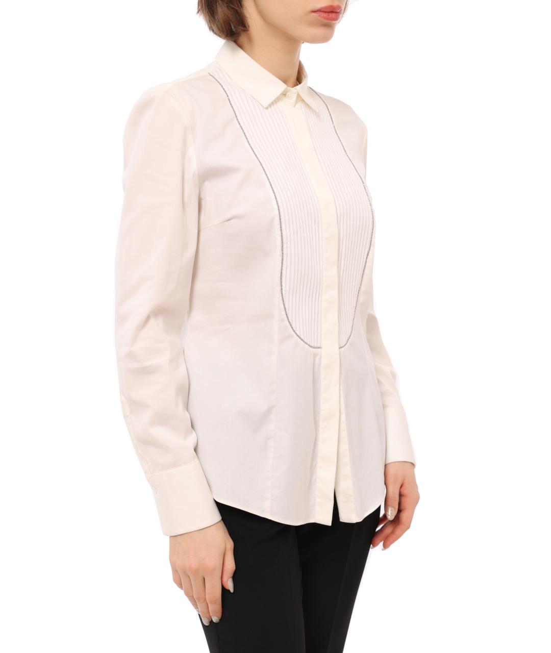 BRUNELLO CUCINELLI Белая хлопковая блузы, фото 4