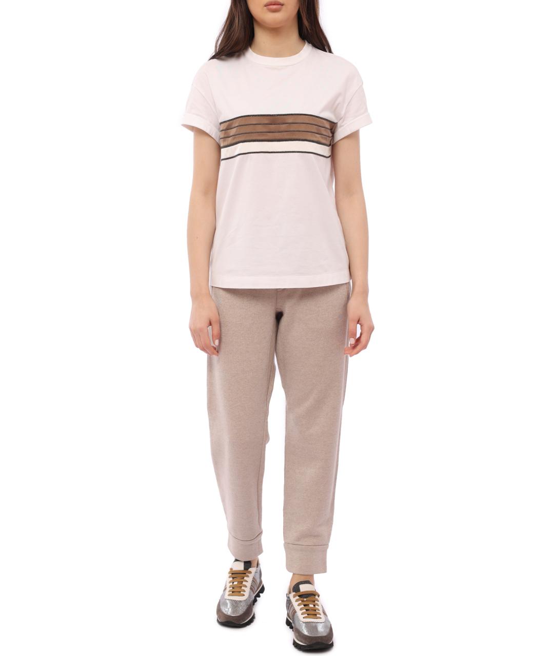 BRUNELLO CUCINELLI Бежевые прямые брюки, фото 1