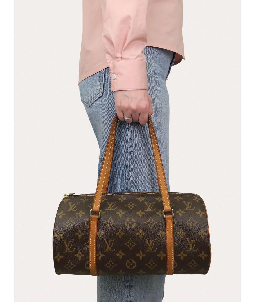 LOUIS VUITTON Коричневая кожаная сумка с короткими ручками, фото 8