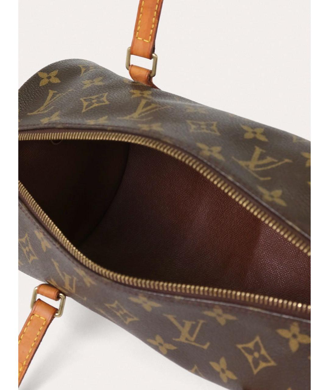 LOUIS VUITTON Коричневая кожаная сумка с короткими ручками, фото 4