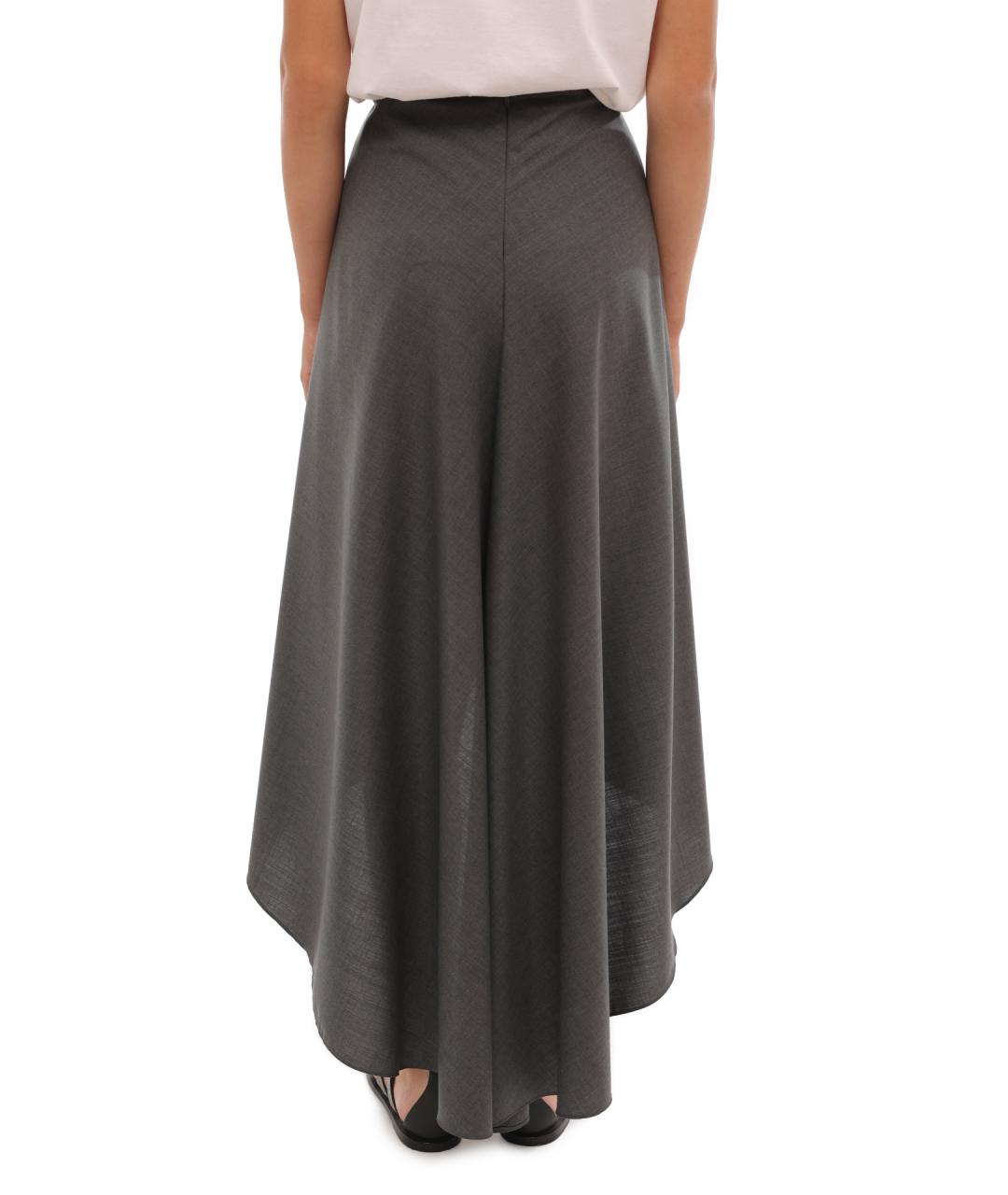 BRUNELLO CUCINELLI Серая хлопковая юбка миди, фото 5