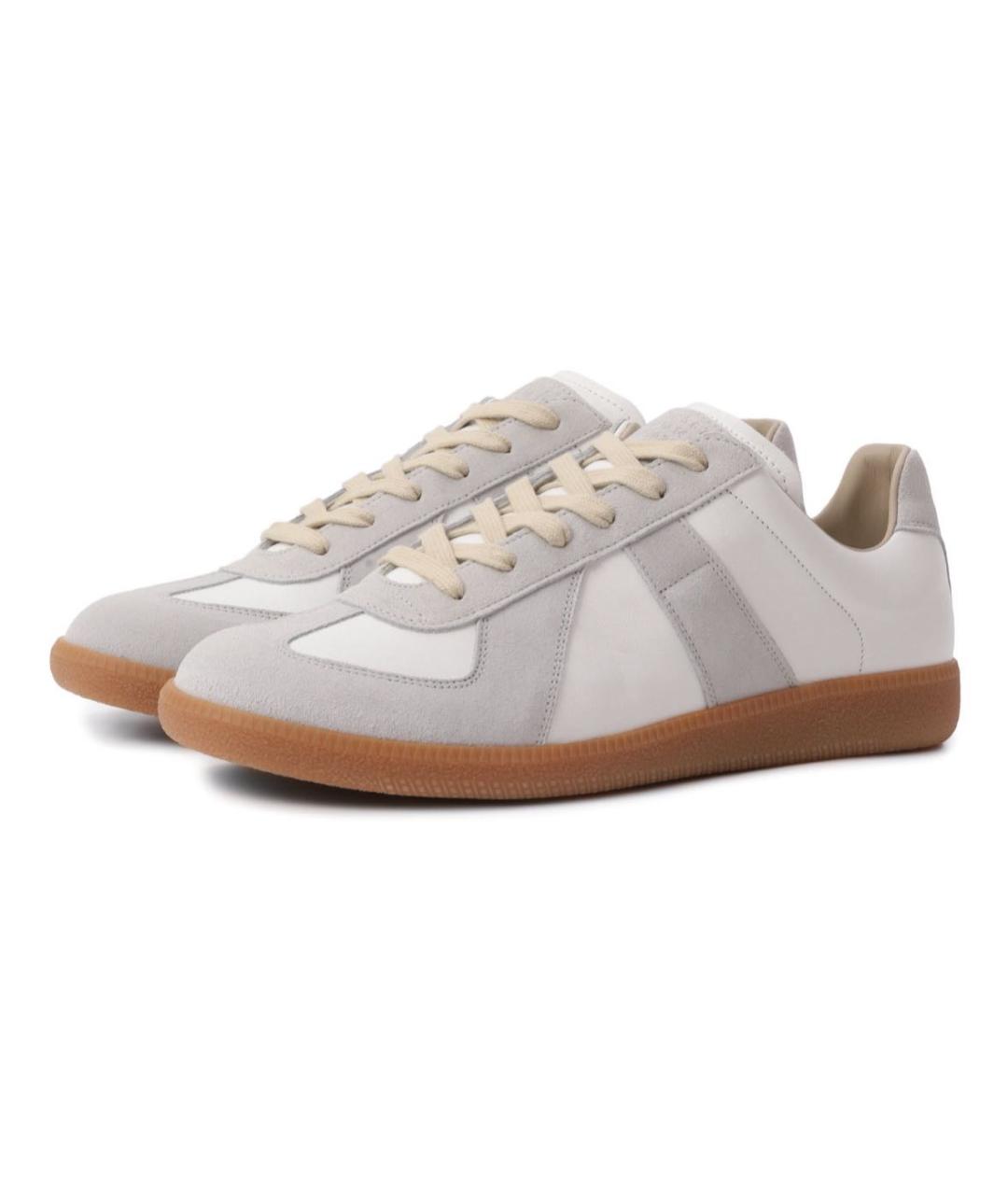 MAISON MARGIELA Белые кожаные низкие кроссовки / кеды, фото 8