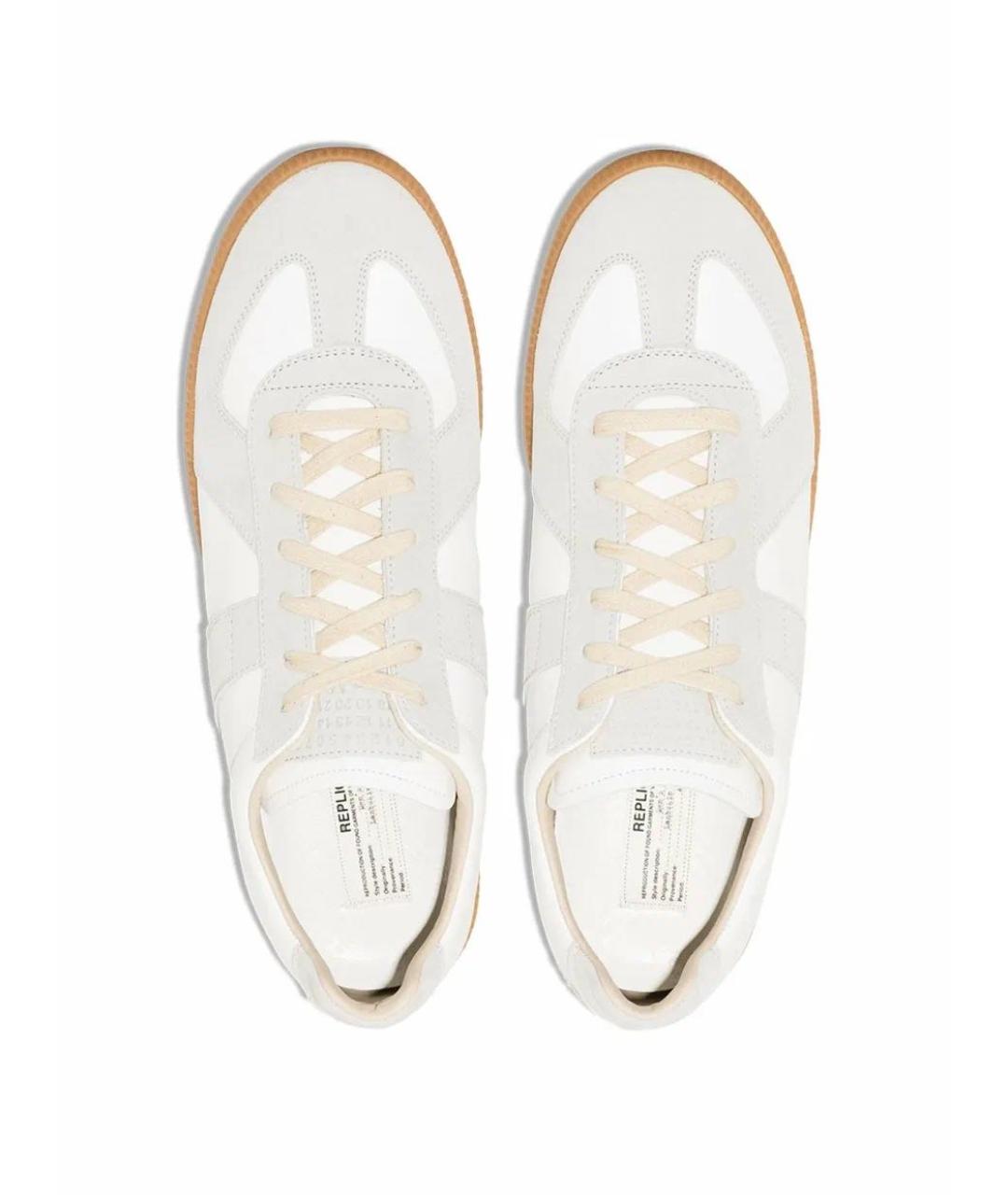 MAISON MARGIELA Белые кожаные низкие кроссовки / кеды, фото 3