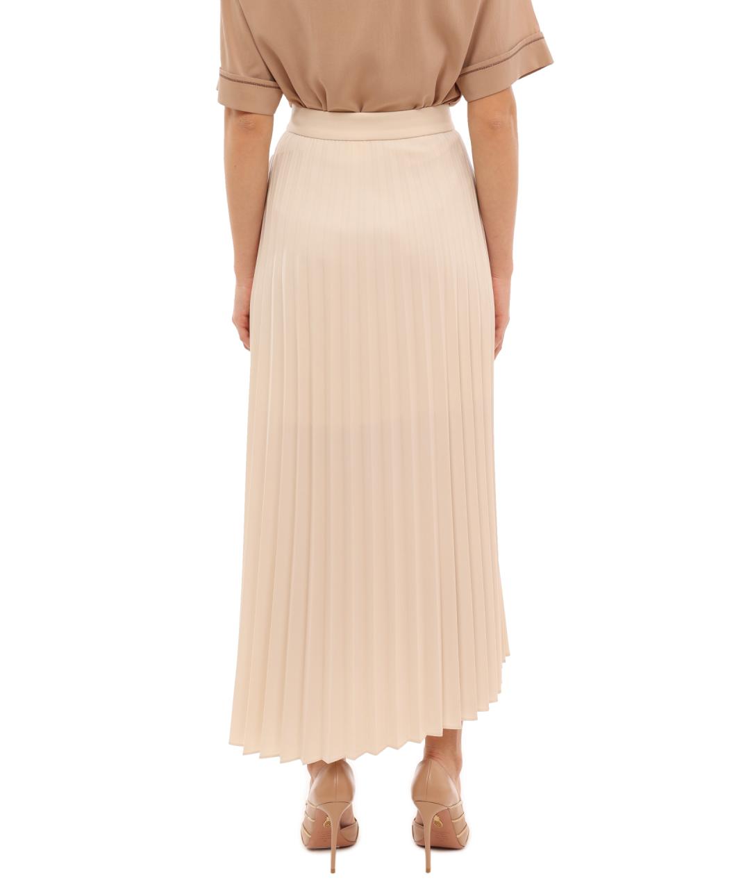 BRUNELLO CUCINELLI Бежевая полиэстеровая юбка миди, фото 5