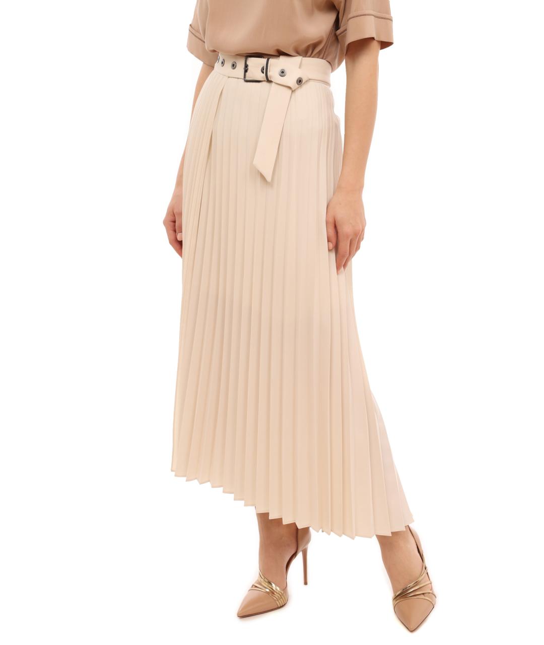 BRUNELLO CUCINELLI Бежевая полиэстеровая юбка миди, фото 3
