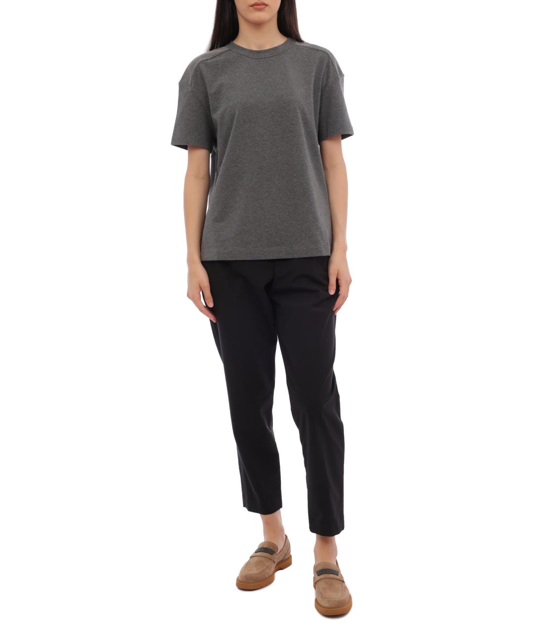 BRUNELLO CUCINELLI Черная хлопковая футболка, фото 2