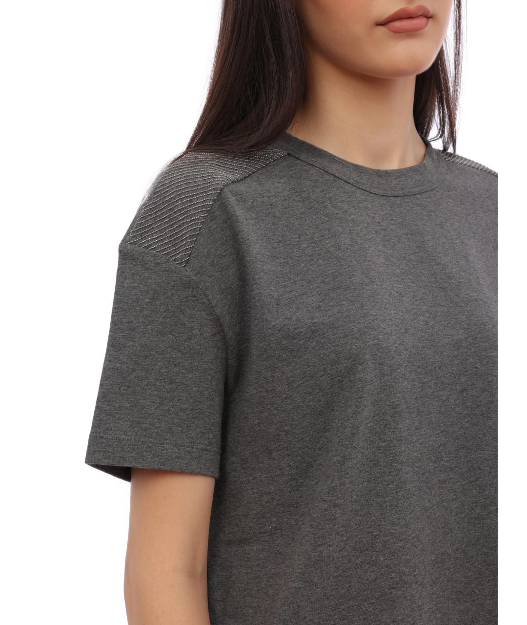 BRUNELLO CUCINELLI Черная хлопковая футболка, фото 4