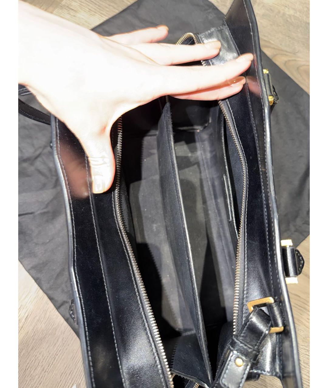 SAINT LAURENT Черная кожаная сумка тоут, фото 4