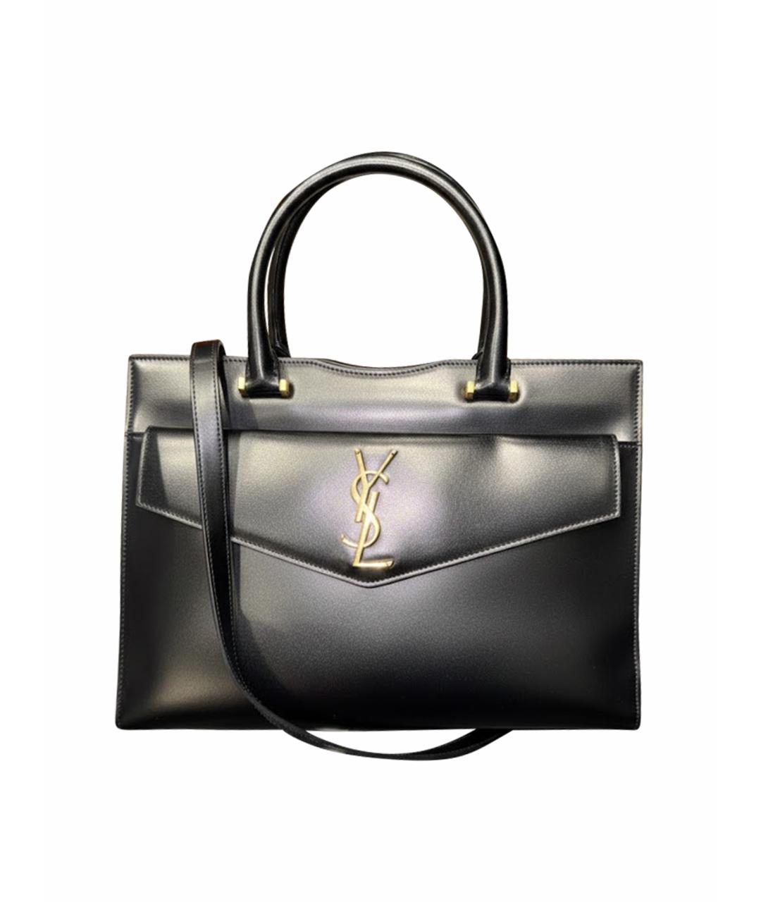 SAINT LAURENT Черная кожаная сумка тоут, фото 1