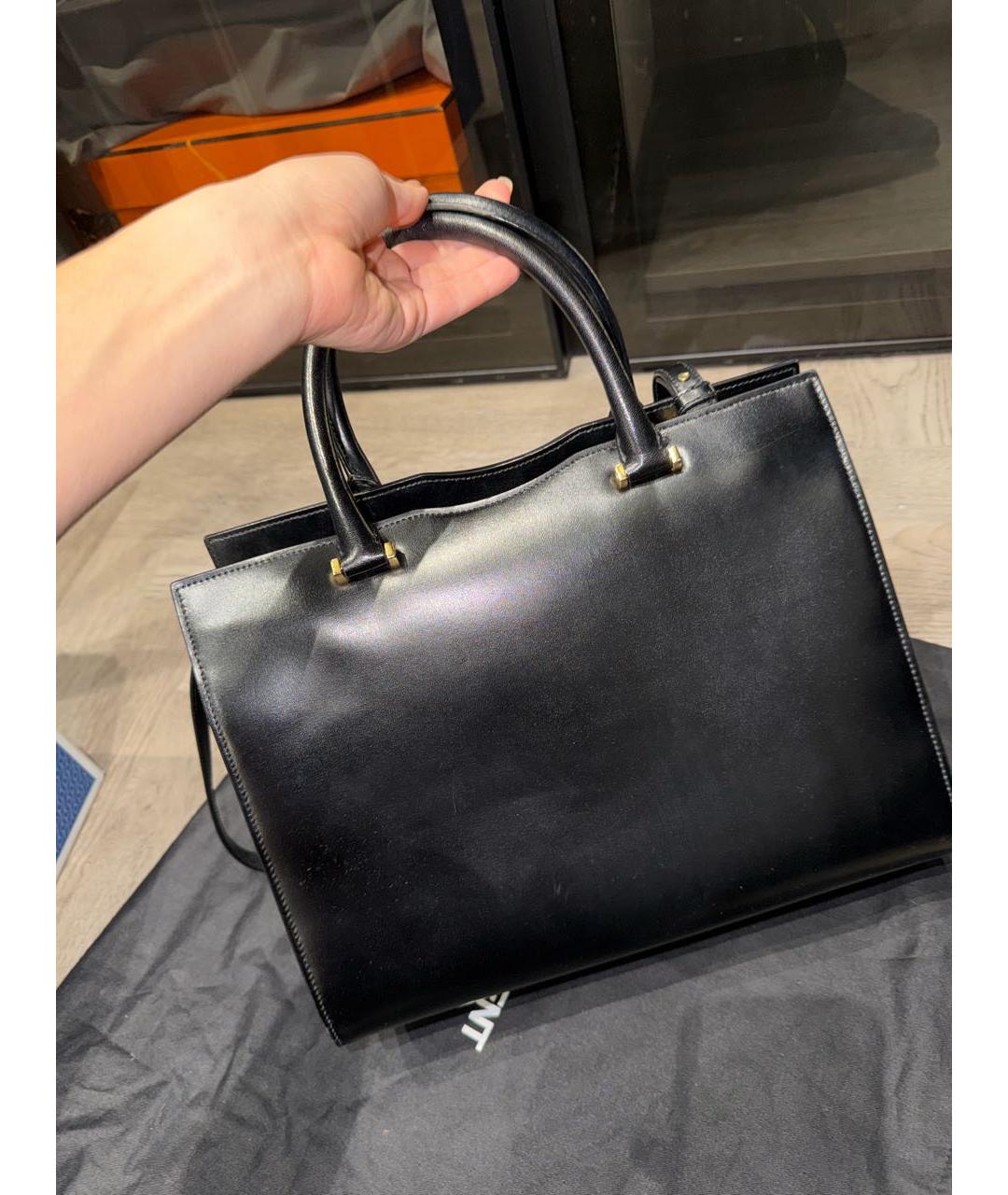 SAINT LAURENT Черная кожаная сумка тоут, фото 3