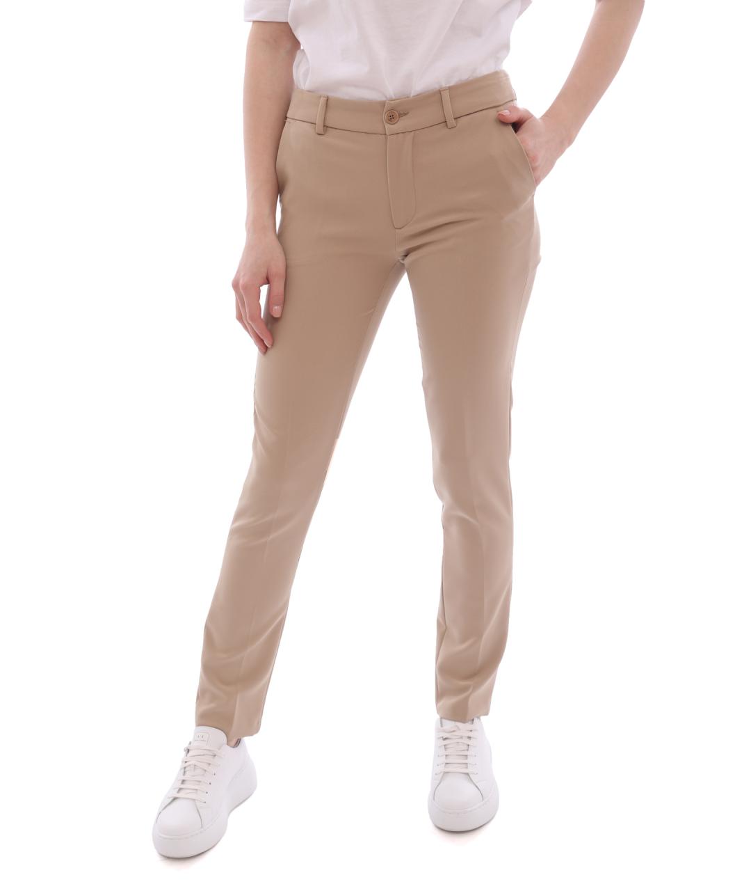 LIU JO Бежевые прямые брюки, фото 2