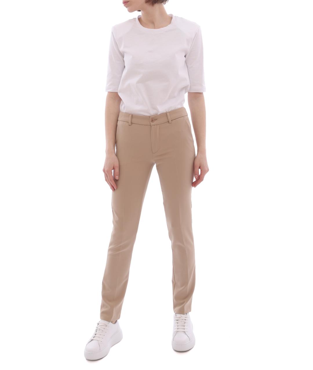 LIU JO Бежевые прямые брюки, фото 1