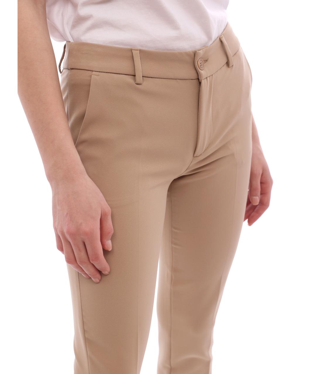 LIU JO Бежевые прямые брюки, фото 6