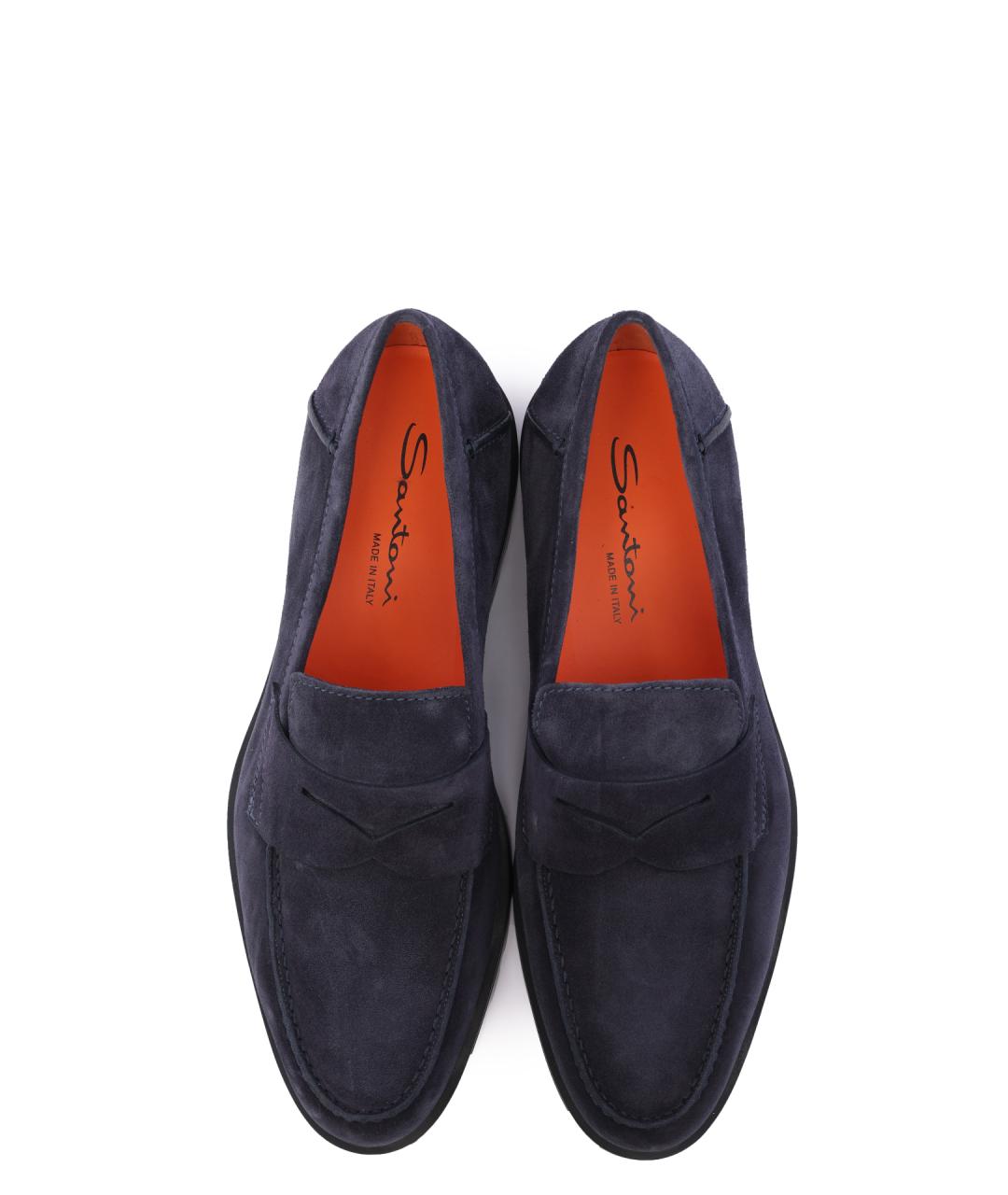 SANTONI Темно-синие замшевые лоферы, фото 5