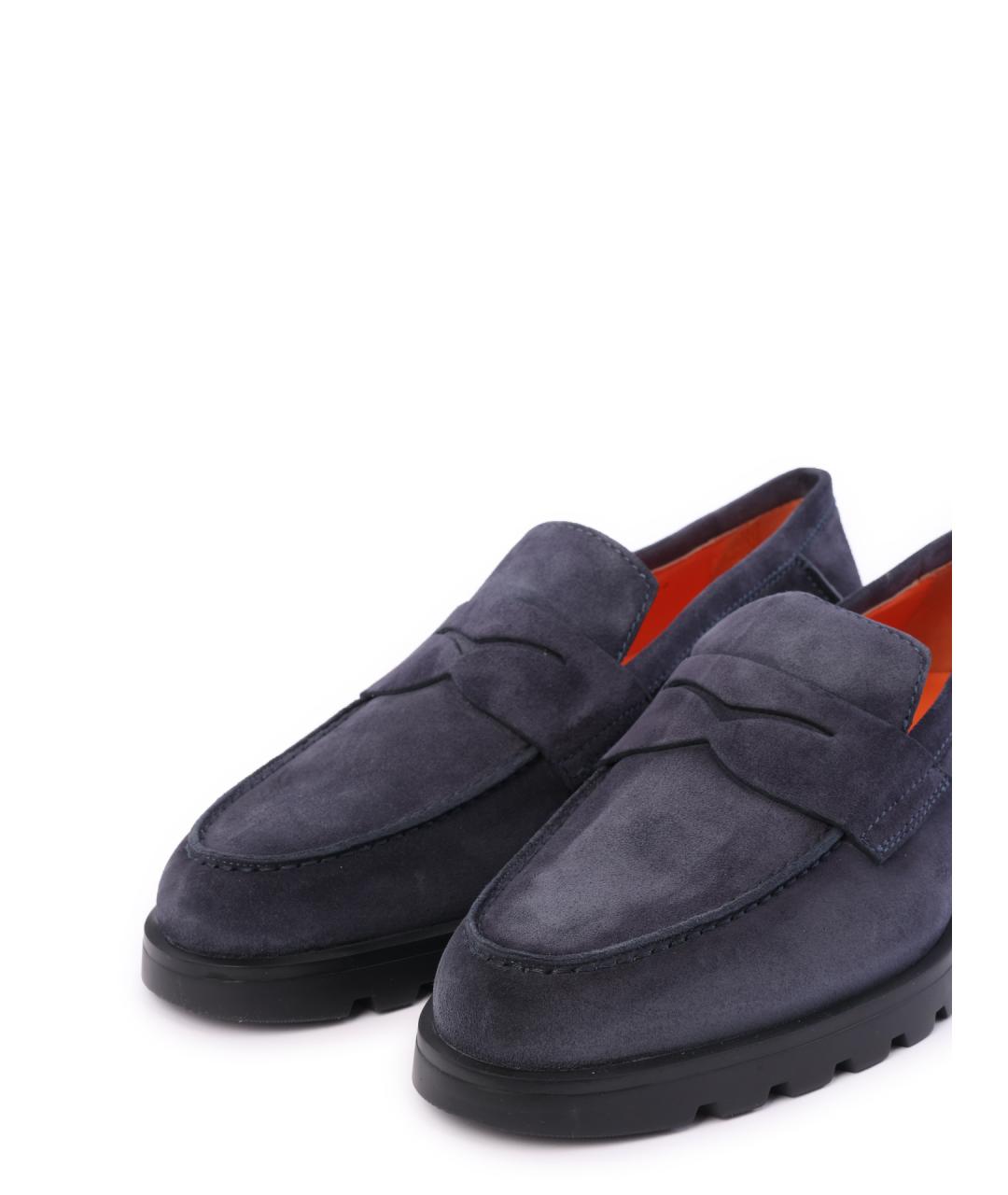 SANTONI Темно-синие замшевые лоферы, фото 6