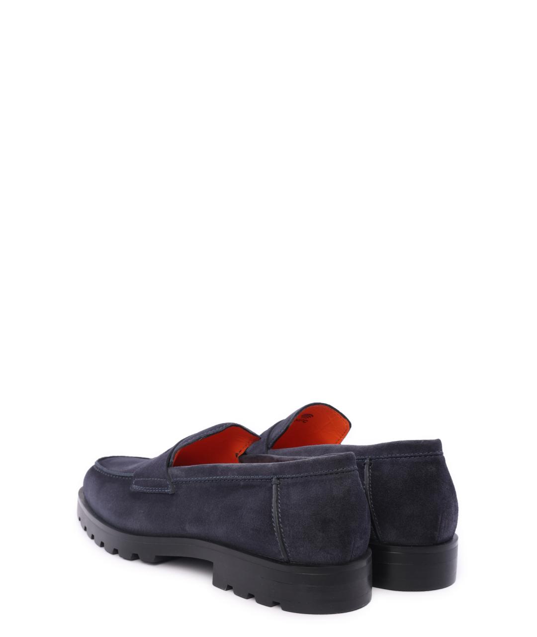 SANTONI Темно-синие замшевые лоферы, фото 3