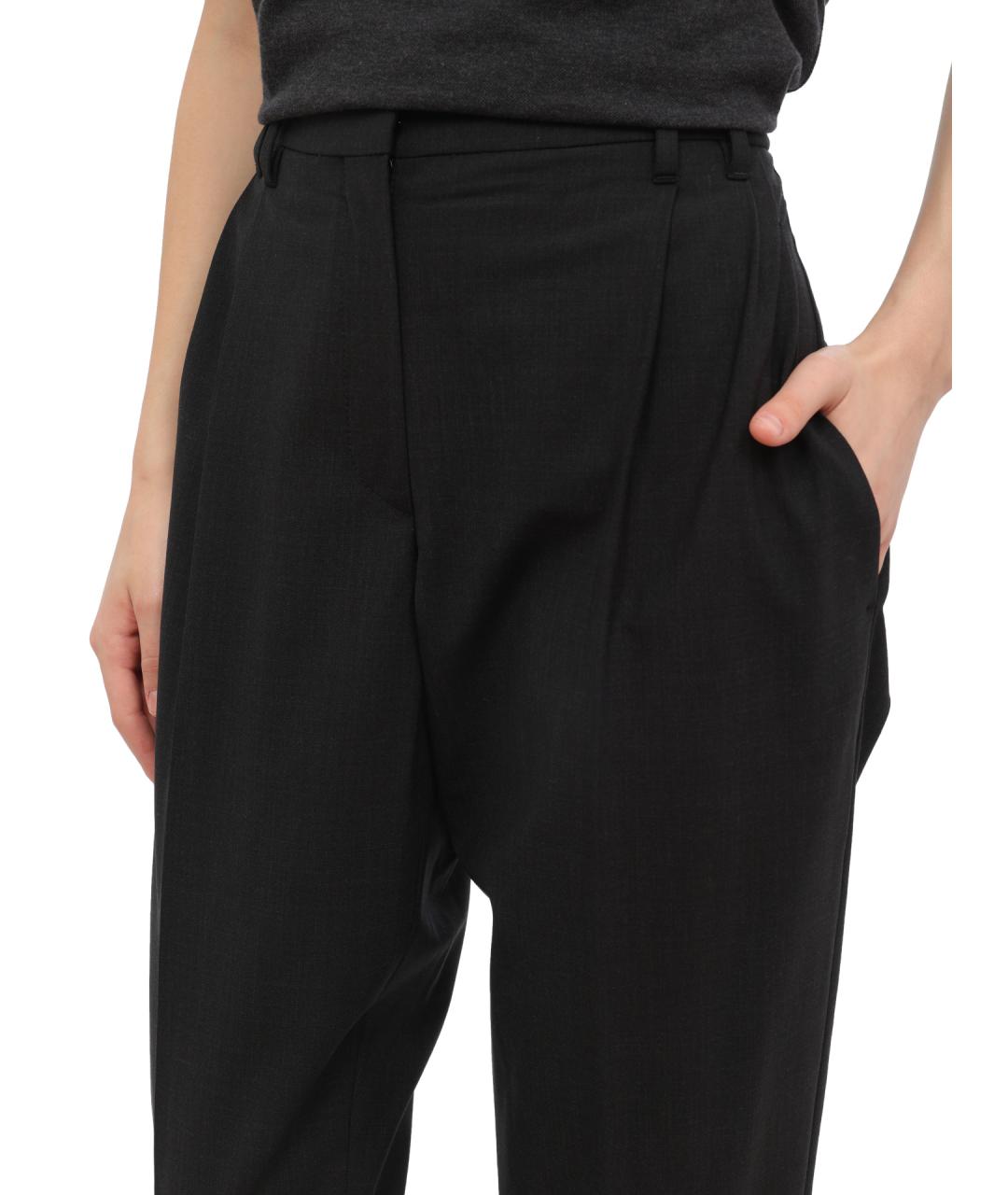 BRUNELLO CUCINELLI Антрацитовые шерстяные прямые брюки, фото 5