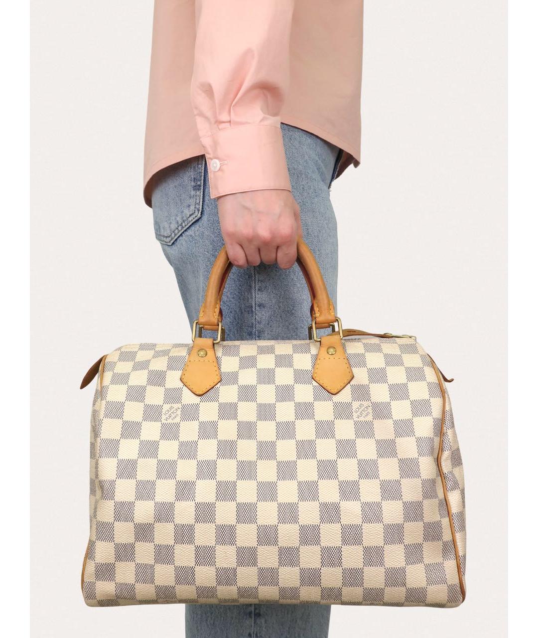 LOUIS VUITTON Бежевая кожаная сумка с короткими ручками, фото 8