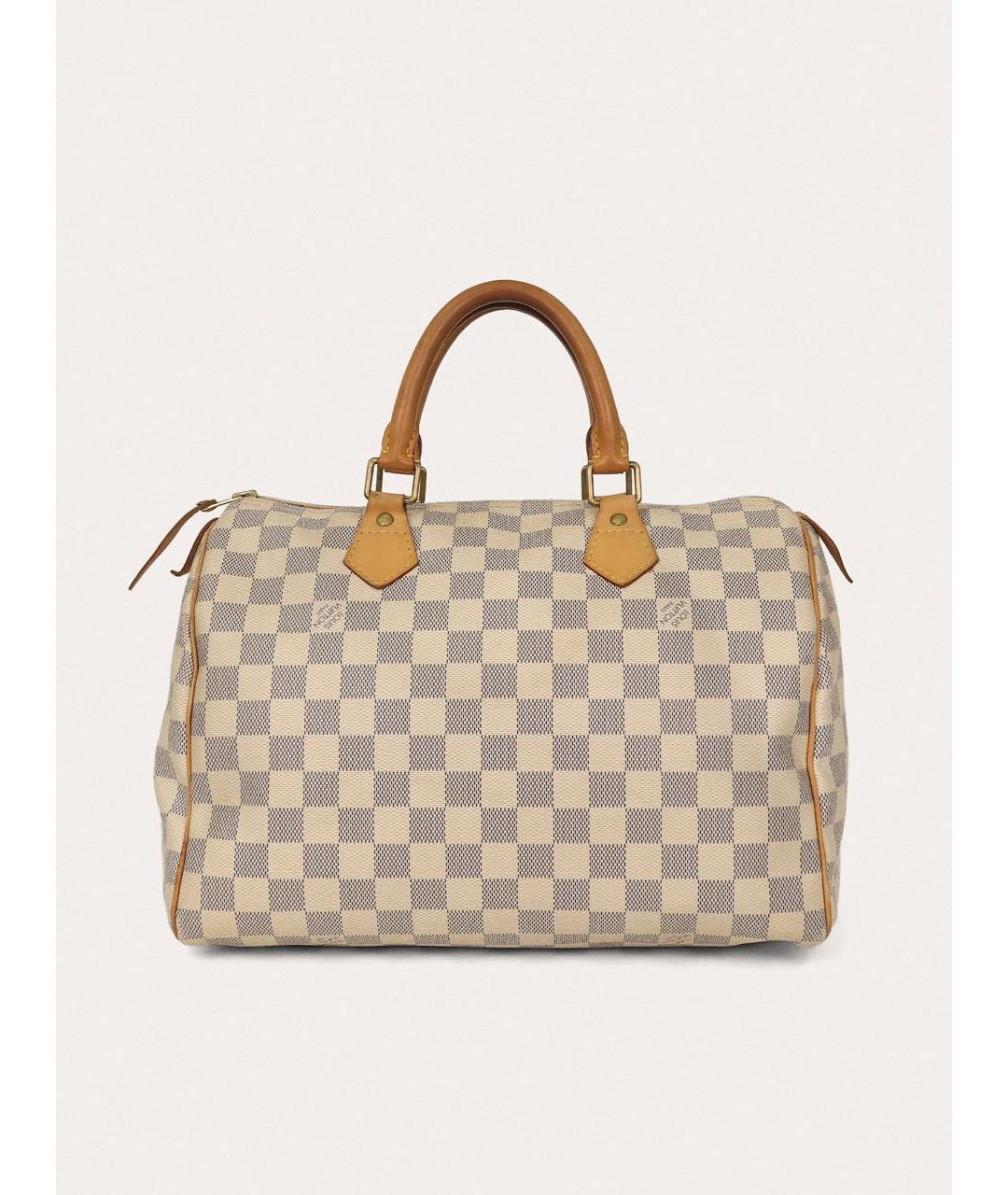 LOUIS VUITTON Бежевая кожаная сумка с короткими ручками, фото 9