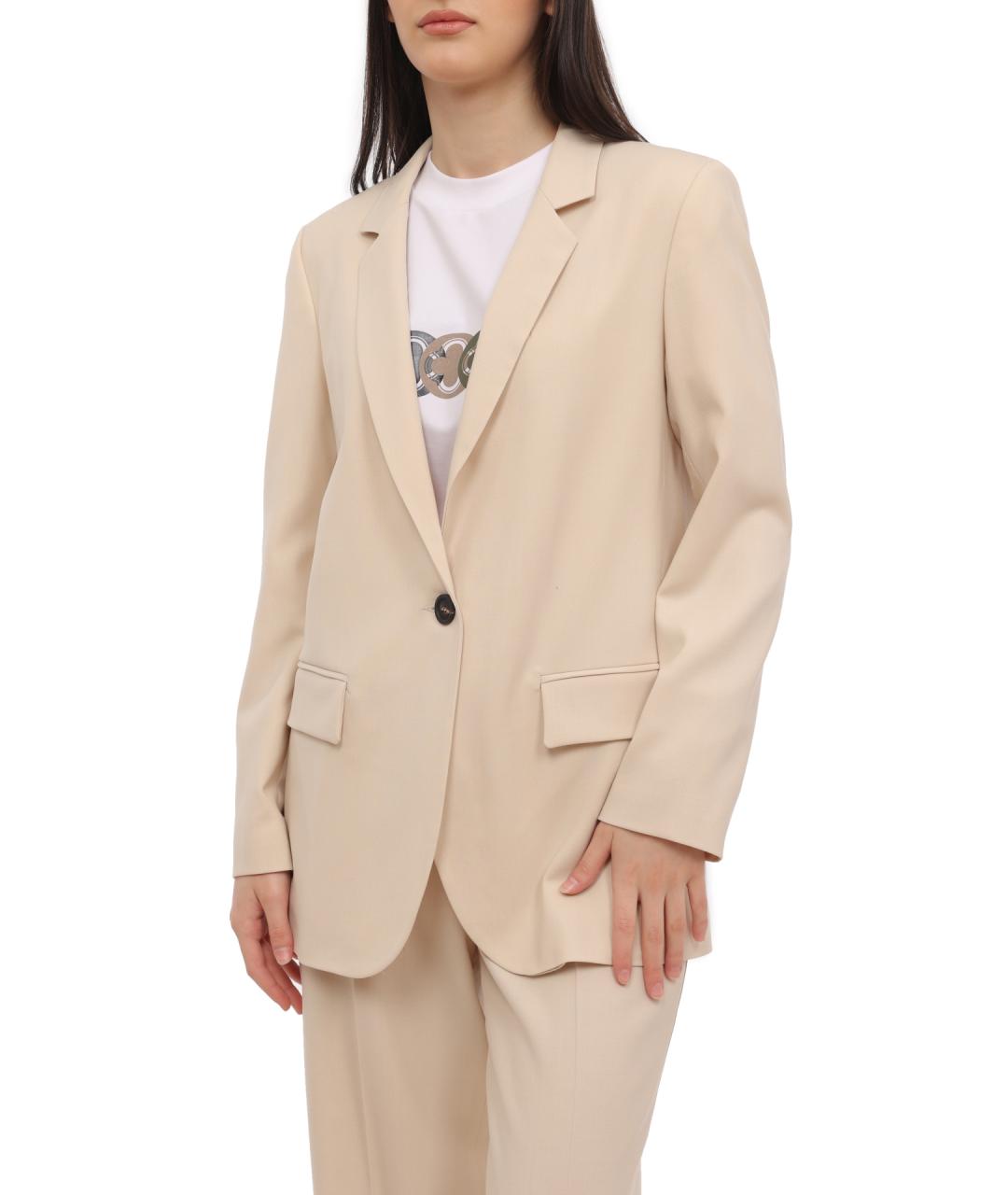 PESERICO Бежевый шерстяной жакет/пиджак, фото 4