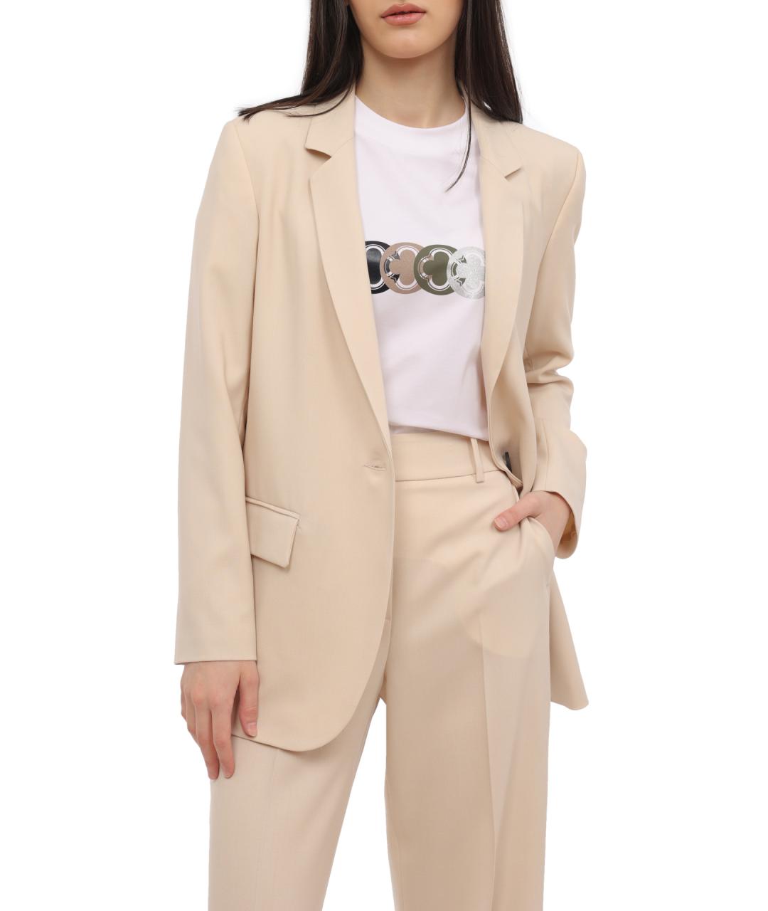 PESERICO Бежевый шерстяной жакет/пиджак, фото 3