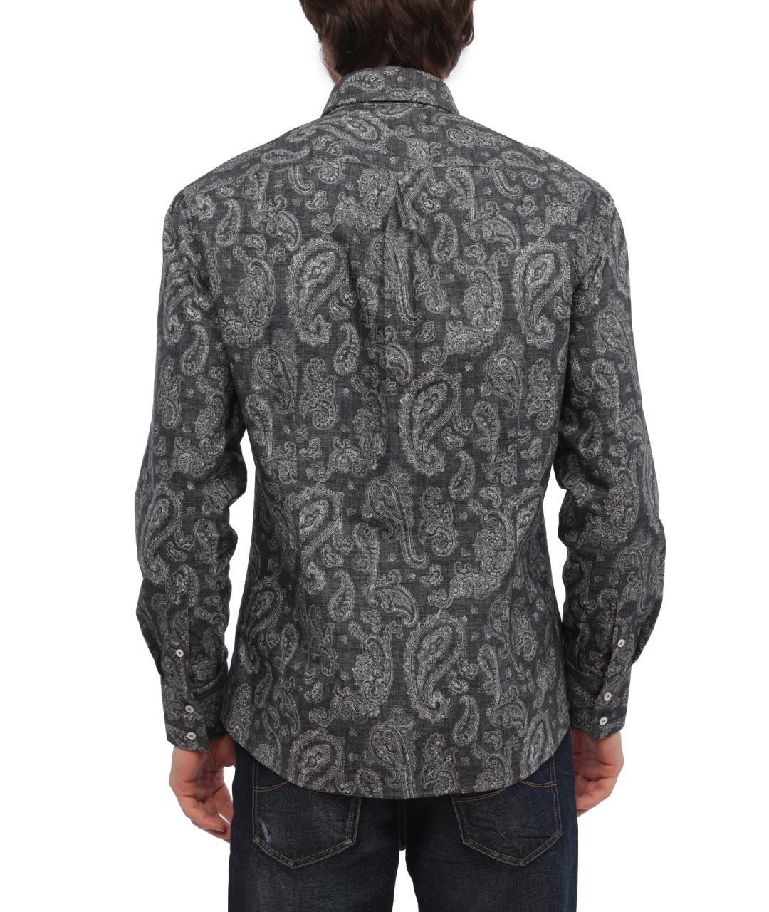 BRUNELLO CUCINELLI Серая хлопковая кэжуал рубашка, фото 4