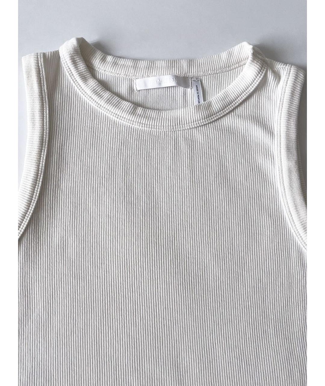 HELMUT LANG Белая хлопко-эластановая майка, фото 2