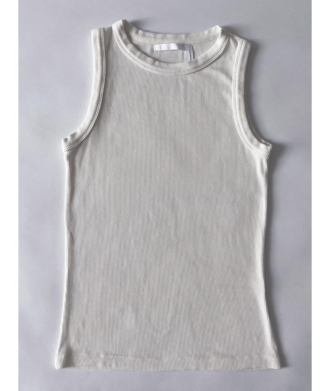 HELMUT LANG Белая хлопко-эластановая майка, фото 7